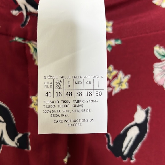 Sz 16 MaxMara Floral Kitten Novelty Print Silk Pants with pockets - Picture 3 of 8